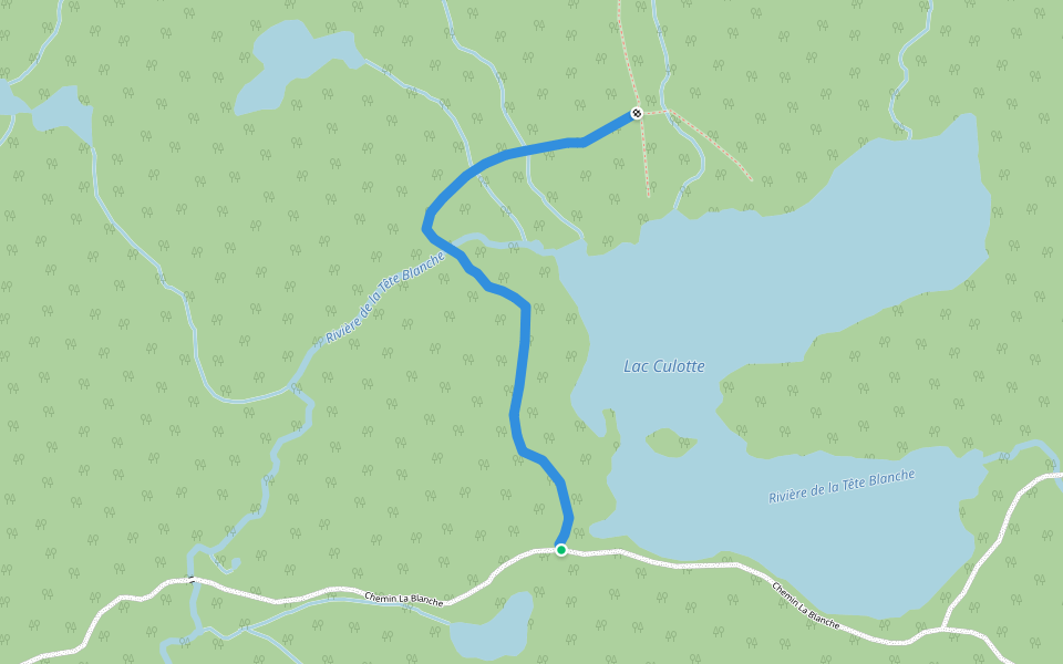 Chemin du Lac Culotte walking route map in Saint-Fulgence