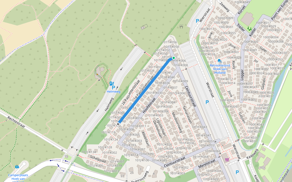 1e Passantenstraat walking route map in Hoek van Holland