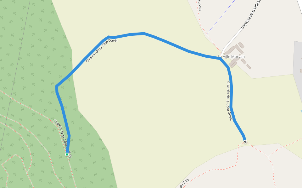 Chemin de la Côte Duval walking route map in Ploufragan