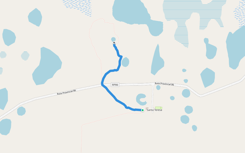 Sendero Che Roga walking route map in Punta Grande