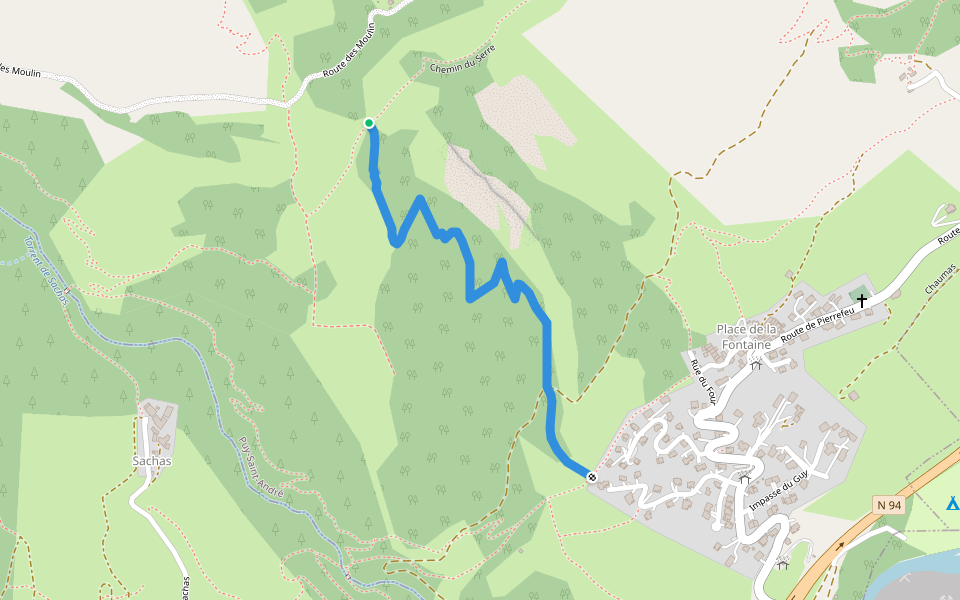 Sentier du Ravin des Merles walking route map in Puy-Saint-André