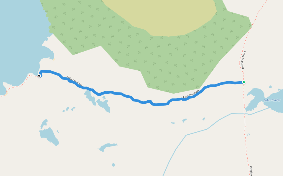 Lake Will Track walking route map in Cradle Mountain