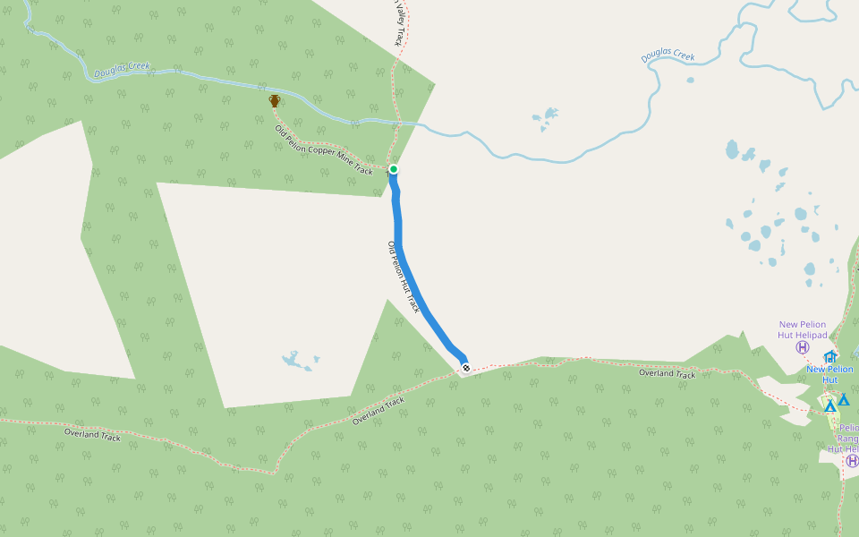 Old Pelion Hut Track walking route map in Cradle Mountain