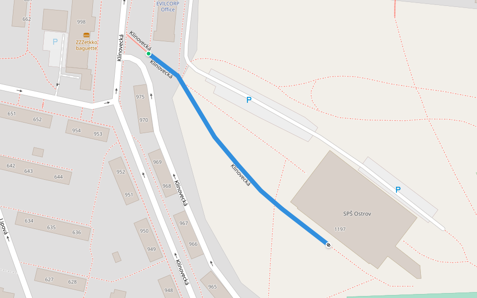 Klínovecká walking route map in Ostrov