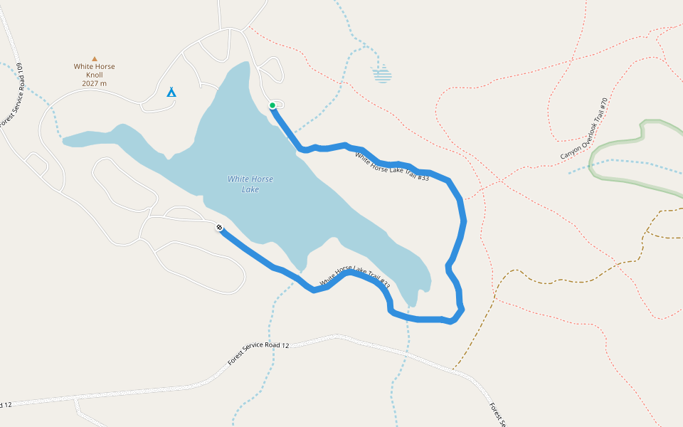 White Horse Lake Trail #33 walking route map in Williams