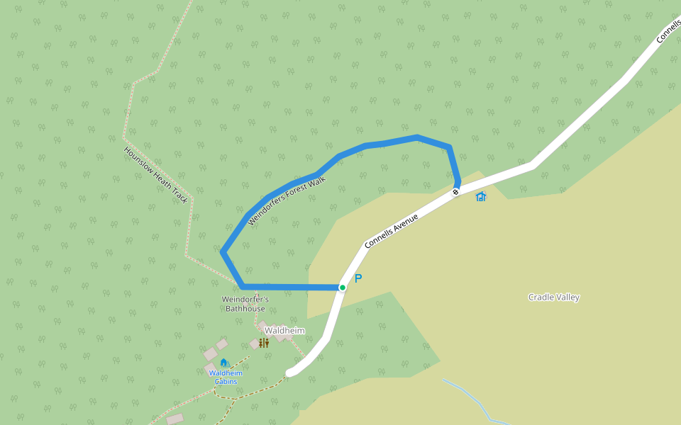 Weindorfers Forest Walk walking route map in Cradle Mountain