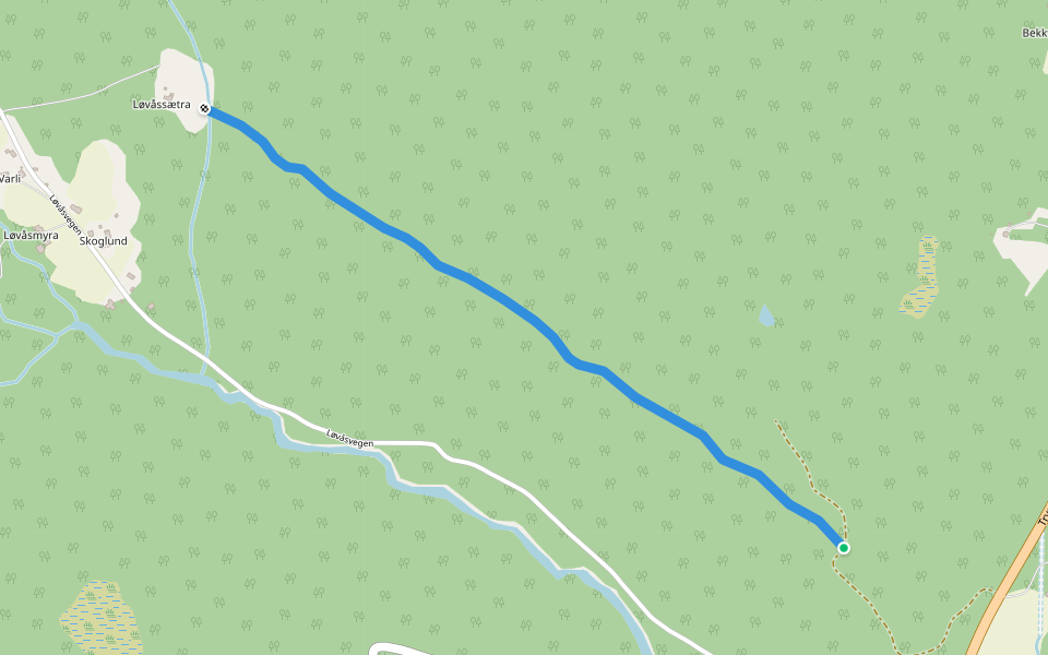 Løvåsvegen walking route map in Strandbygda