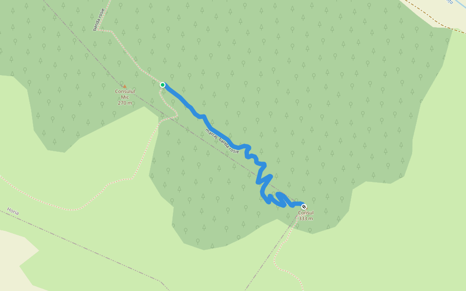 marcaj  banda rosie walking route map in Izvoarele