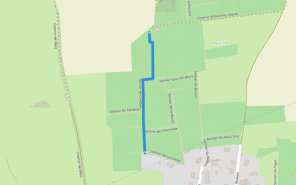Sentier de Comble walking route map in Montenoy