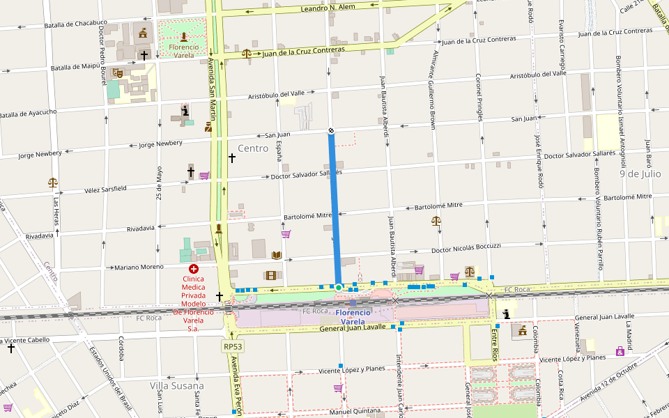 Bernardo de Monteagudo walking route map in Florencio Varela
