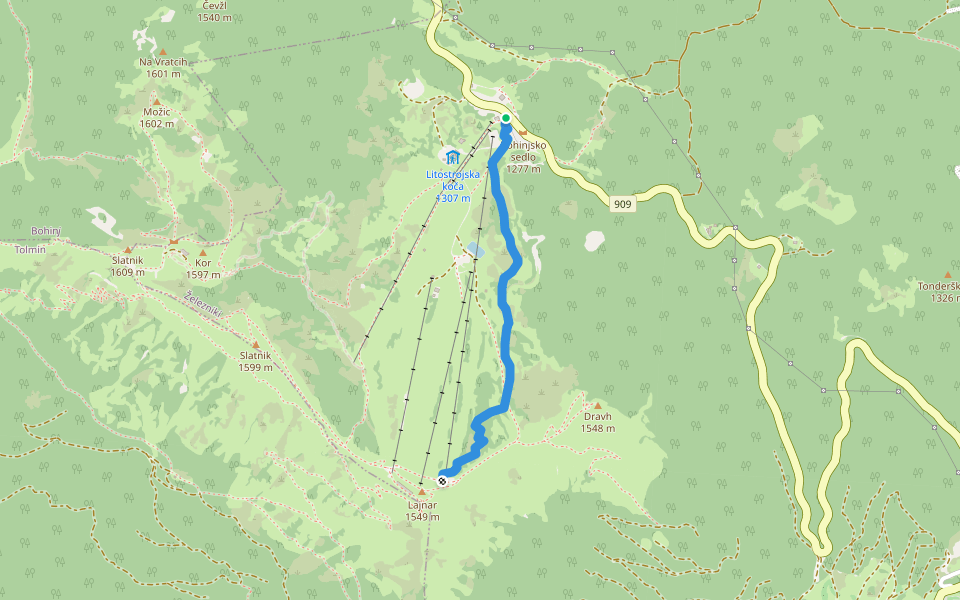Lajnar walking route map in Zgornja Sorica