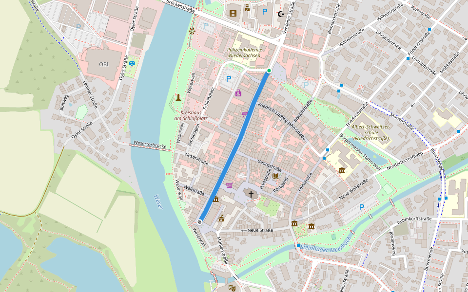 Lange Straße walking route map in Nienburg/Weser