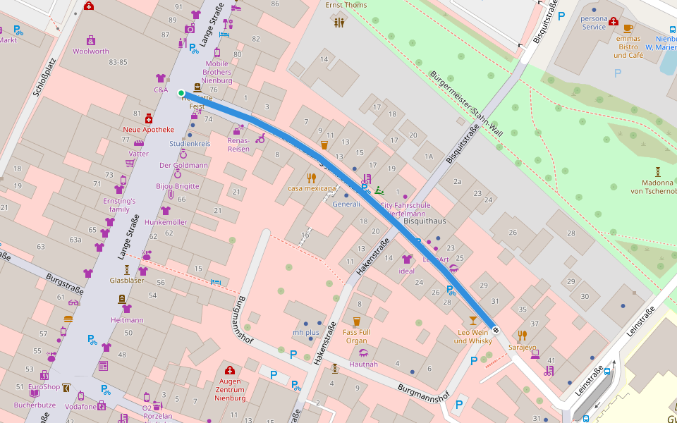 Friedrich-Ludwig-Jahn-Straße walking route map in Nienburg/Weser
