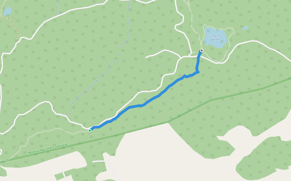 Los Carreros walking route map in Coyhaique