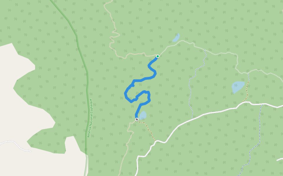 Los Tejuerelos walking route map in Coyhaique
