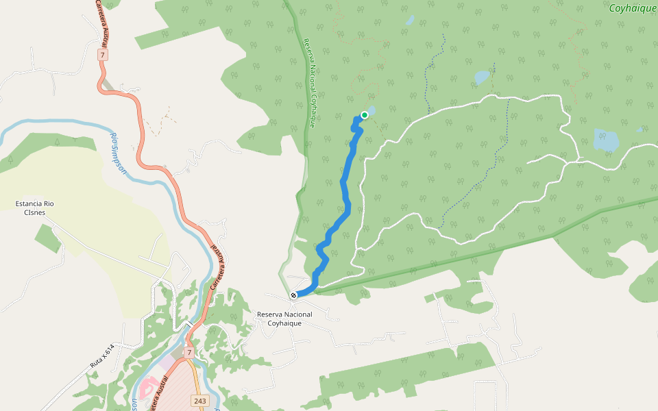El Chucao walking route map in Coyhaique