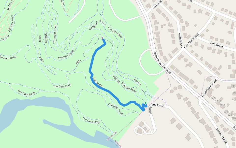 Candy Bar walking route map in River Oaks