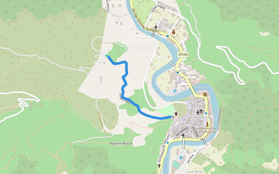sentiero alato walking route map in Badalucco