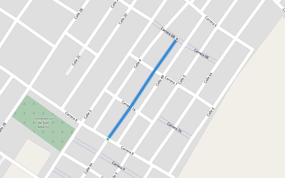 Calle 4A walking route map in San Alberto
