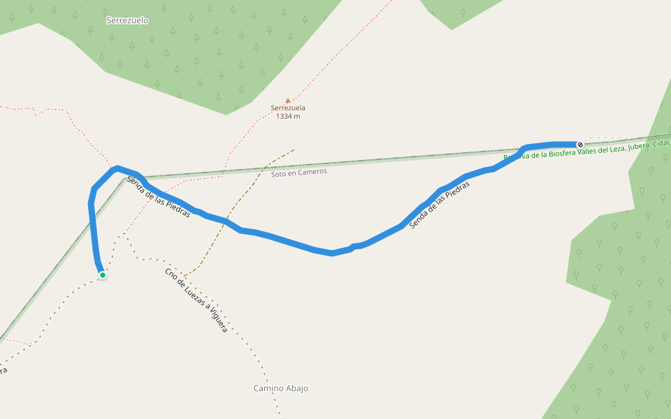 Senda de las Piedras walking route map in Soto en Cameros