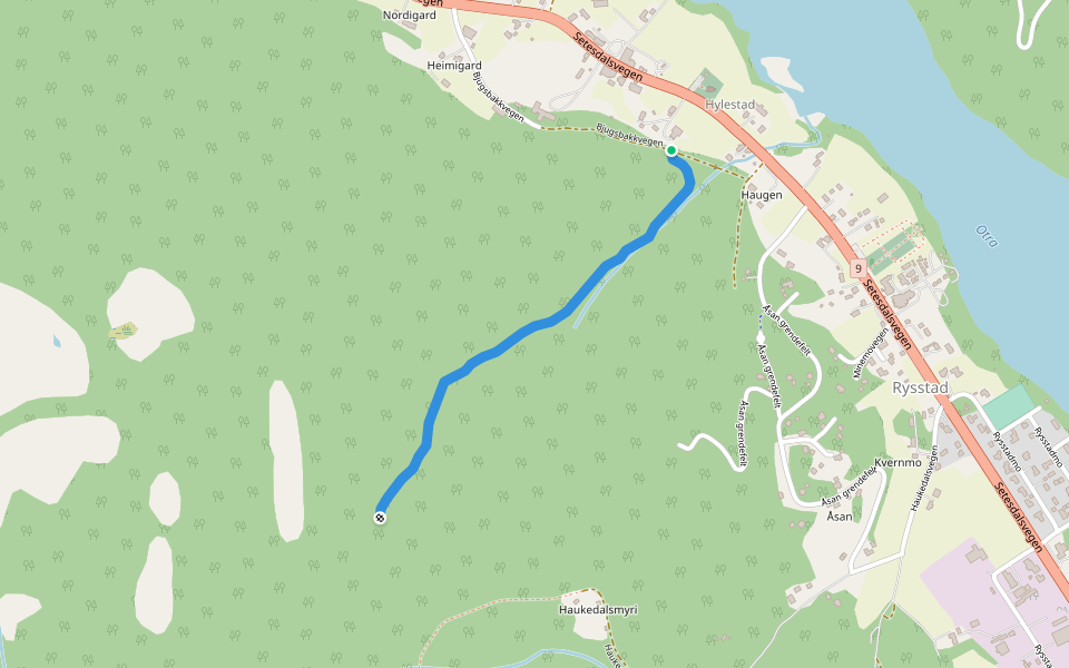Kleivevegen walking route map in Rysstad