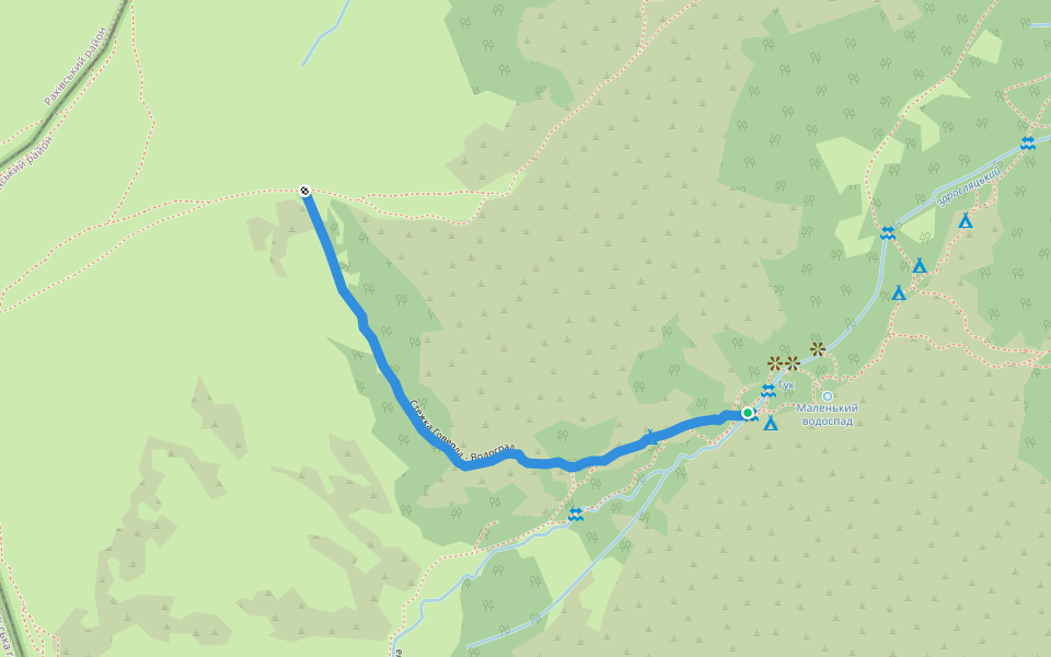Стежка Говерла - Водоспад walking route map in Vorokhta