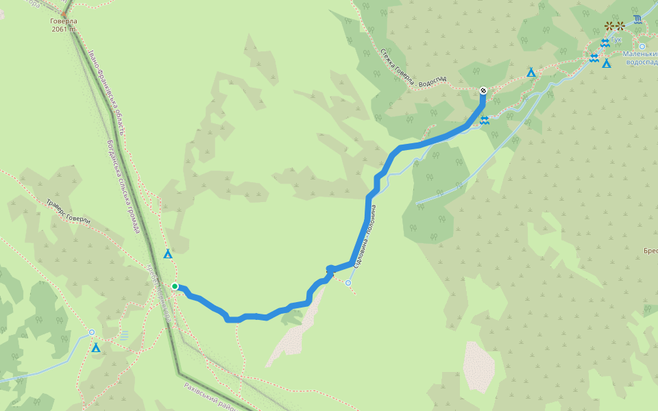 Сідловина - полонина walking route map in Vorokhta