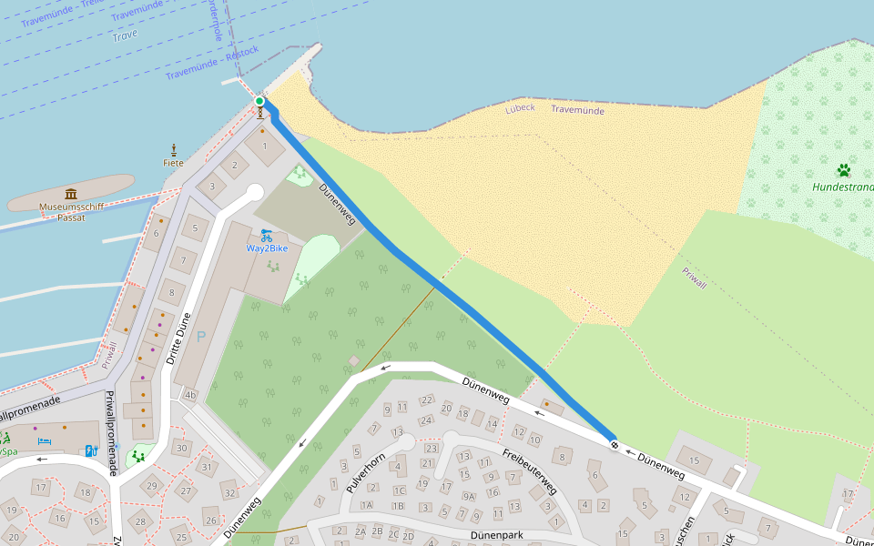 Dünenweg walking route map in Lübeck