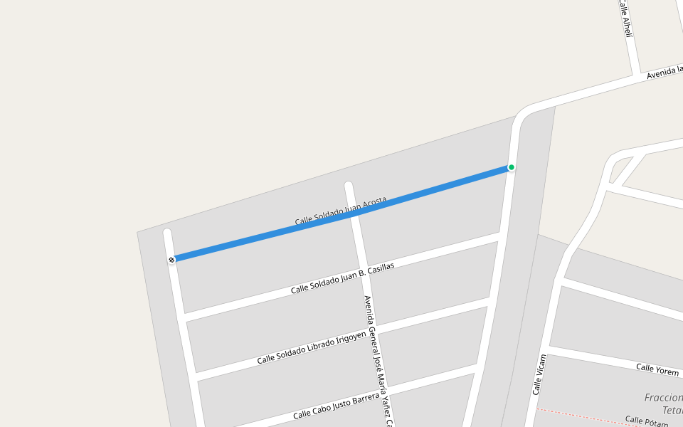 Calle Soldado Juan Acosta walking route map in Guaymas