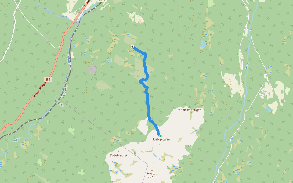 Hostostradaen walking route map in Fagerhaug
