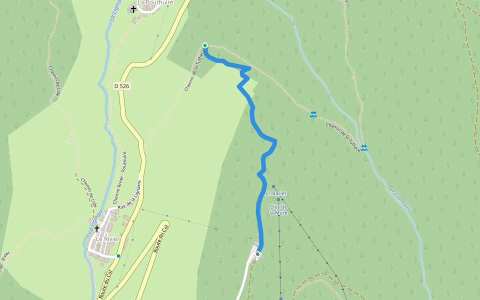 Chemin de la Tuffière au Schuss walking route map in Ornon