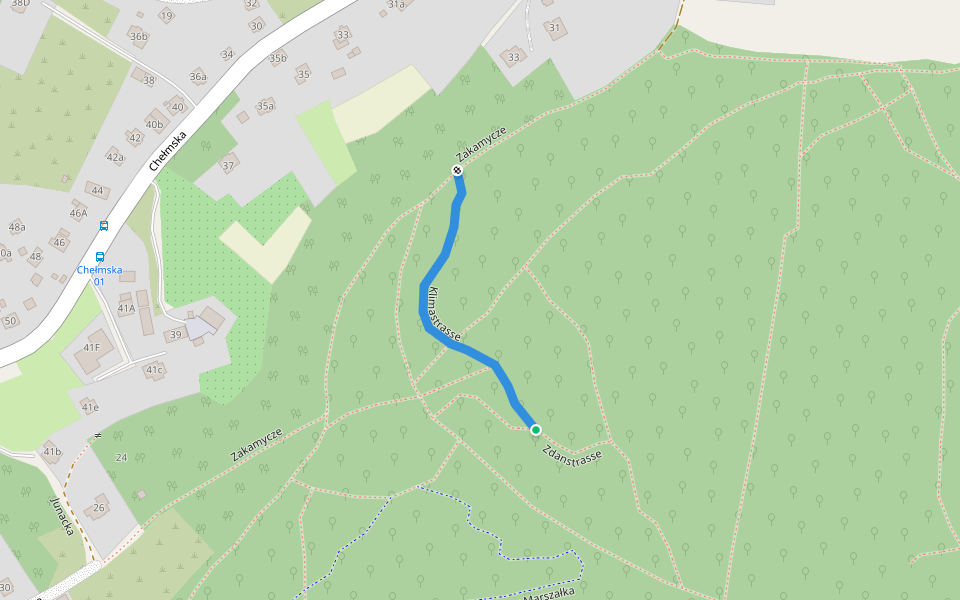 Klimastrasse walking route map in Kraków