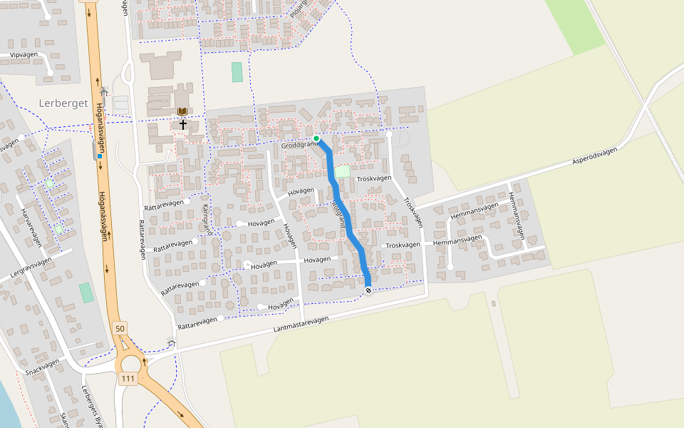 Rotgränd walking route map in Höganäs