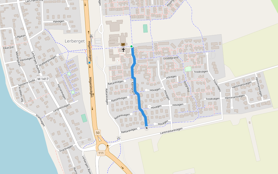 Kärngränd walking route map in Höganäs