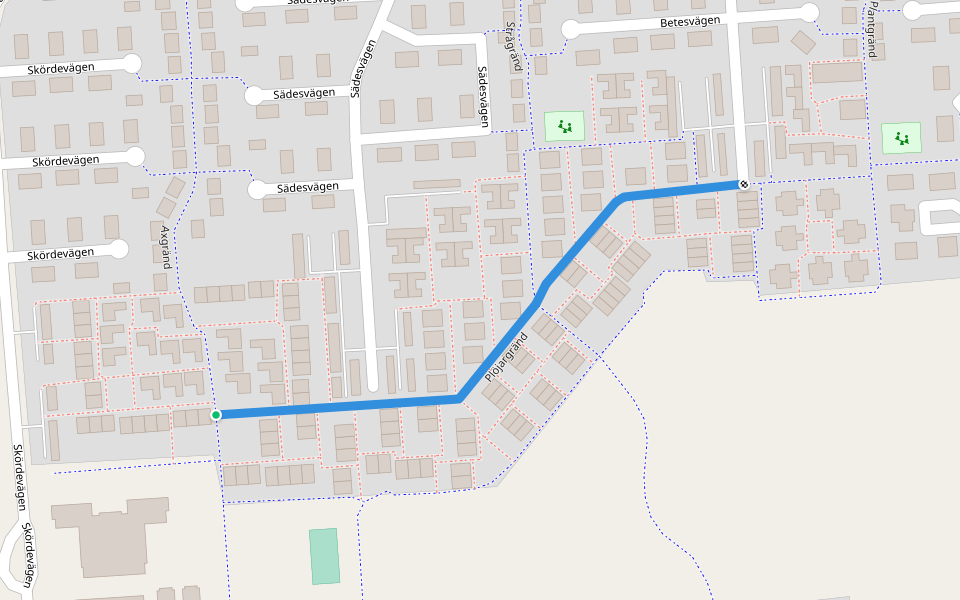 Plöjargränd walking route map in Höganäs