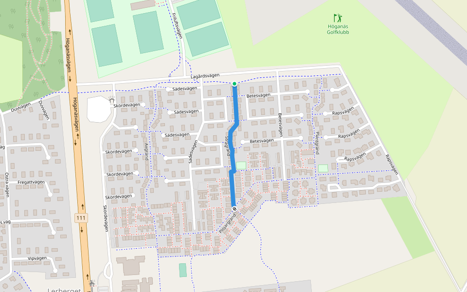Strågränd walking route map in Höganäs