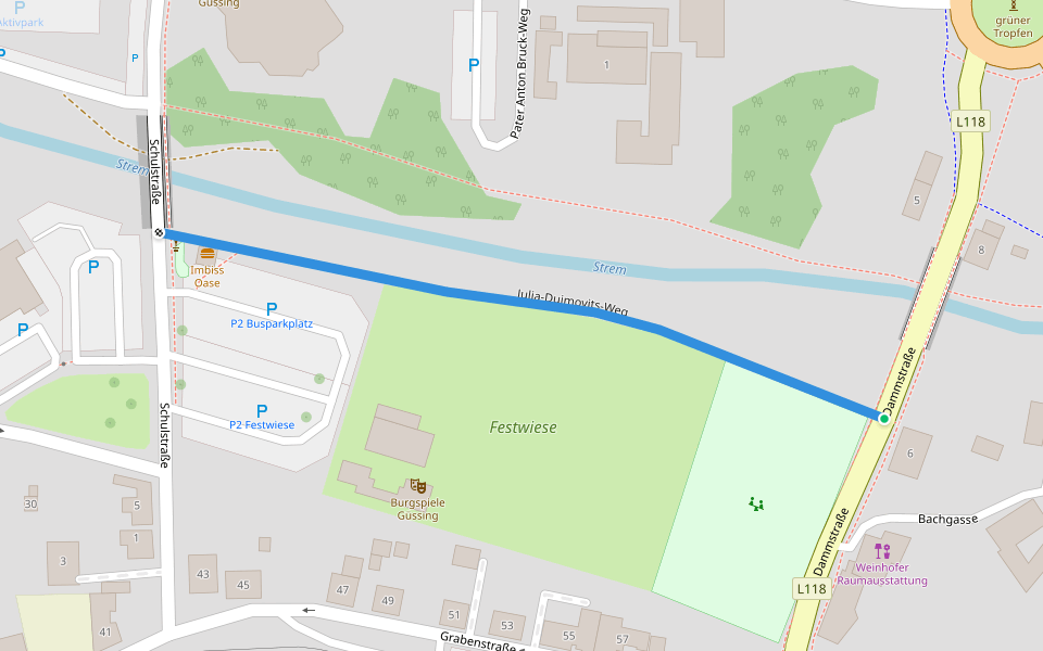 Julia-Dujmovits-Weg walking route map in Güssing