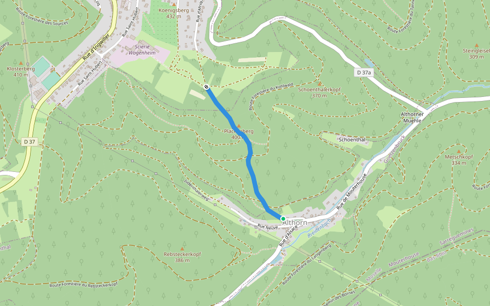 Chemin d'Althorn à Sarreinsberg walking route map in Goetzenbruck