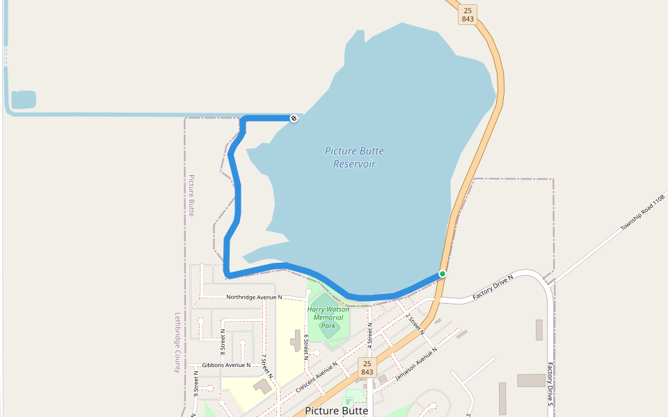 Walk on the Wild Side trail walking route map in Picture Butte