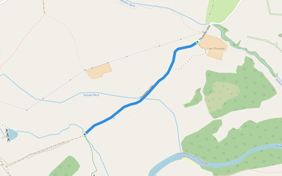 Thoresby Lane walking route map in Carperby