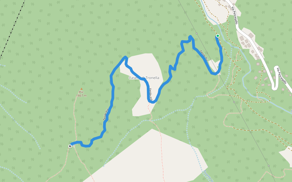 Fenile-Piic walking route map in Piana di Fenile