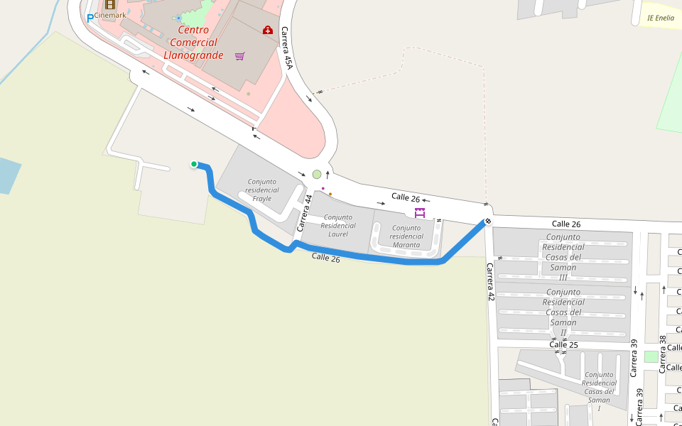 Calle 26 walking route map in Palmira