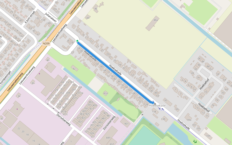 Hoeksekade walking route map in Bergschenhoek