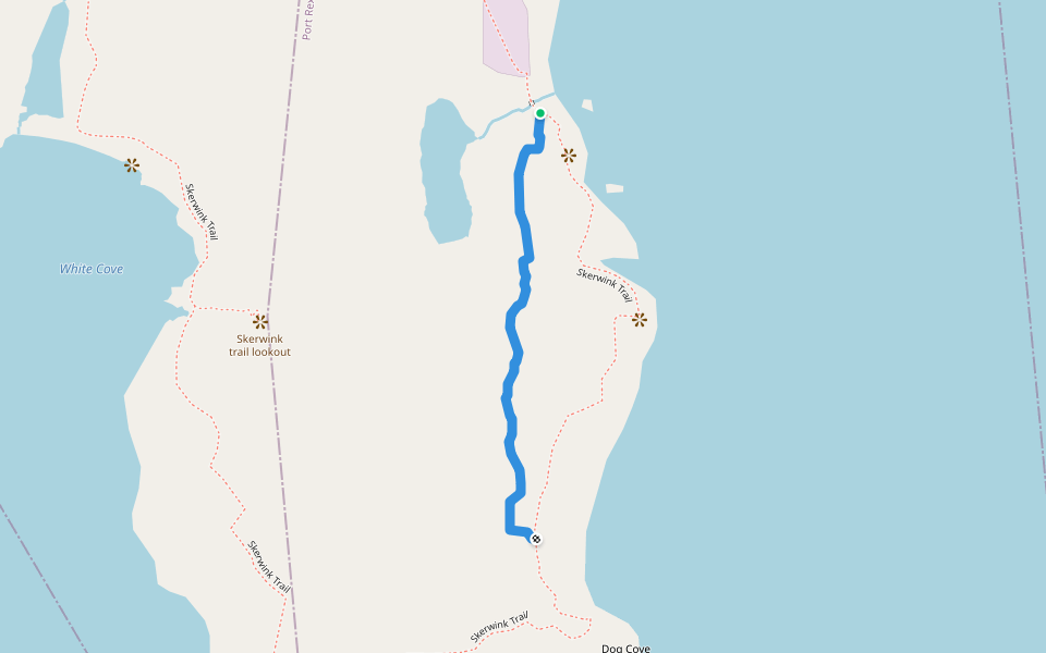 Skerwink trail, inland path walking route map in Port Rexton