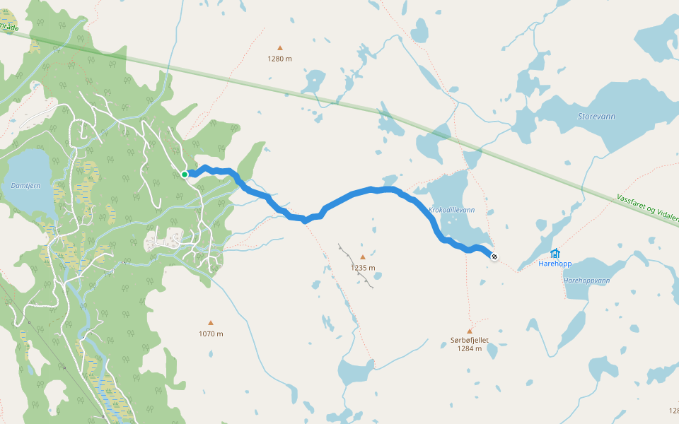 Dyttholstien walking route map in Flå