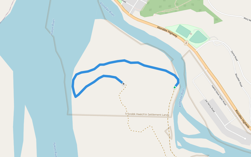 Tr'ochek National Historic Site of Canada walking route map in Dawson City