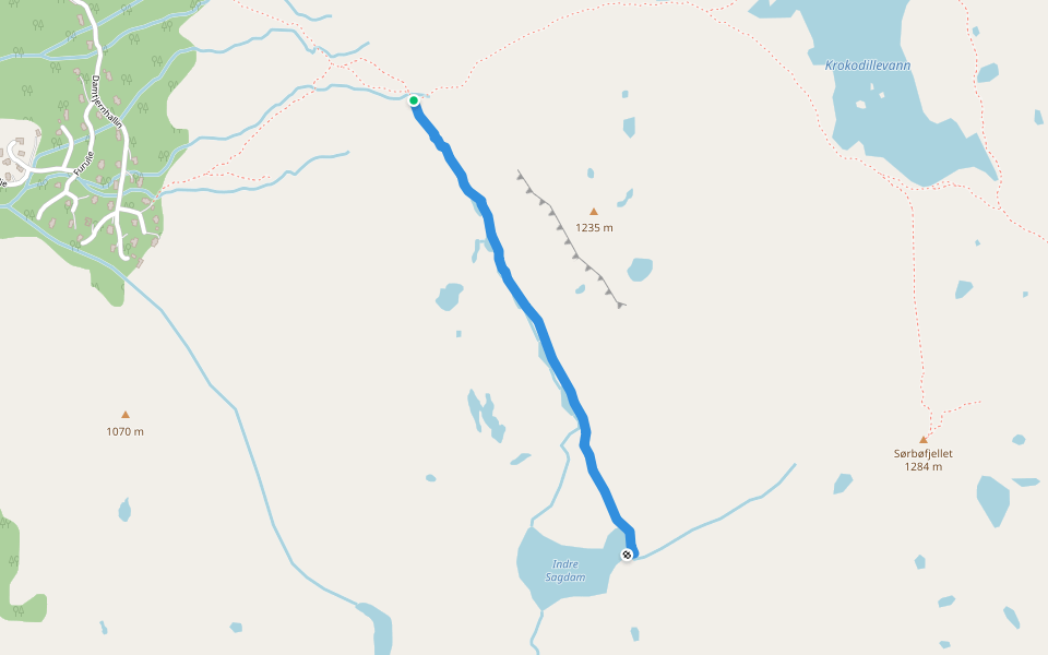 Sagdamstien walking route map in Flå