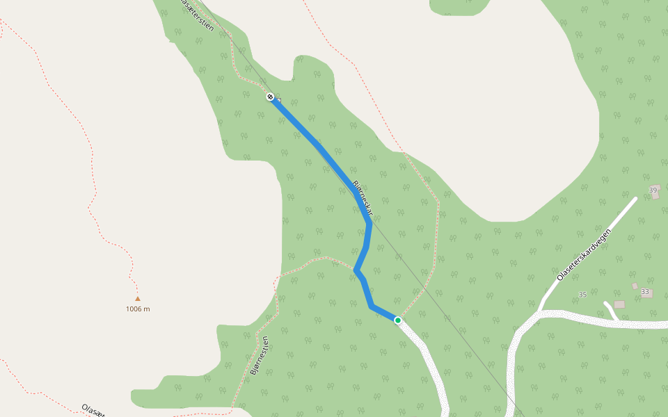 Bjørneskar walking route map in Flå