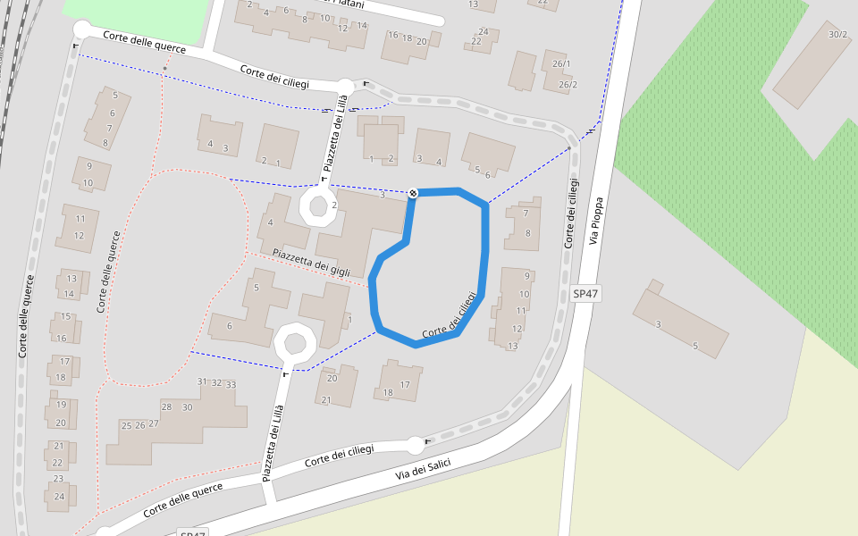 Corte dei ciliegi walking route map in Bagnolo in Piano