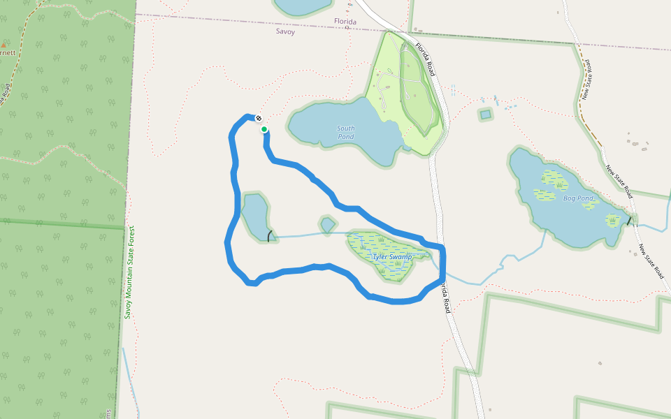Tyler Swamp Loop walking route map in Savoy